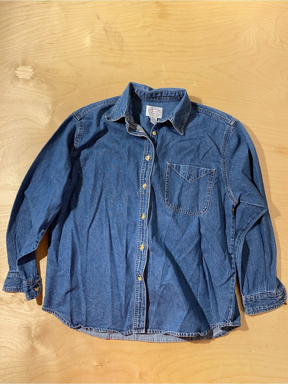 Carolina Blues Classic Blue Denim Button-Up Shirt Large (RY)